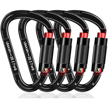 Imagem de QIWYMHW Mosquetão Com Travamento Automático Mosquetão Resistente 25Kn Uiaa Certificado Mosquetão De Escalada Equipamento De Escalada Mosquetão De Segurança Para Rapel, Redes, Resgate, Trela Para Cacho