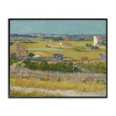 Imagem de Stupell Industries Van Gogh The Harvest Landscape Framed Giclee Wall Art Design por one1000paintings, moldura preta, 14 x 11