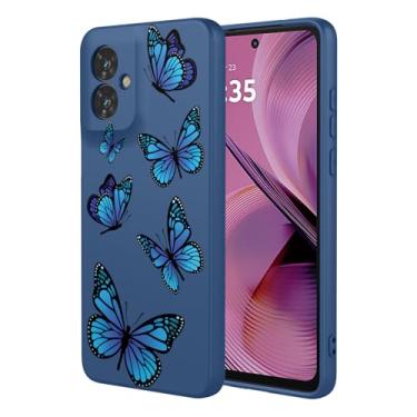 Imagem de HTXWXJC Capa de celular para Moto G55, capa para Motorola G55, à prova de choque, flexível, amortecedor, capa macia de TPU com estampa de borboleta, capa para celular para Motorola Moto G55 borboleta