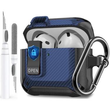 Imagem de Olytop Capa para Airpods 4 com clipe de bloqueio, capa resistente para Apple Airpods 4ª geração 2024 masculina e feminina, armadura à prova de choque para iPod 4 geração, capa rígida protetora com