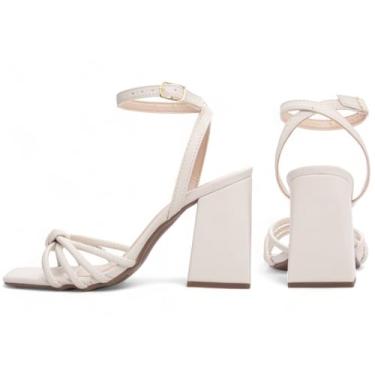 Imagem de Sandália Feminina Salto Grosso Off White Torricella AVS 104E (Off White, BR, Adulto, Numérico, 37)