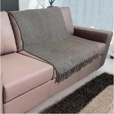 Imagem de Manta Para Sofá Grande Casal 1,80x2,40m Capa Protetora Decorativa para poltrona ou retrátil (Marrom e Cru)