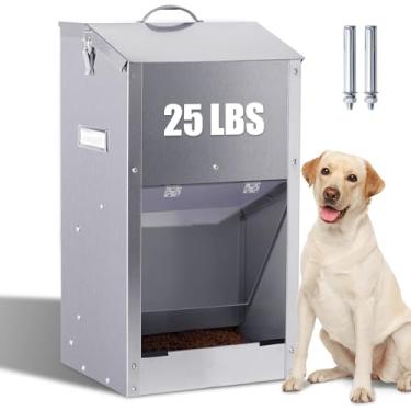 Imagem de PKNYBZH Alimentador automático para cães gravity com alça, alimentador de aço inoxidável interno e externo para cães grandes, alimentador automático para cães de raça grande (11 kg)
