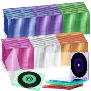 Imagem de Tellegloww 150 peças transparente único disco de plástico único DVD disco capa fina 5,2 mm fina transparente joia capa de DVD para substituição de proteção (vermelho, azul, roxo, verde, laranja,