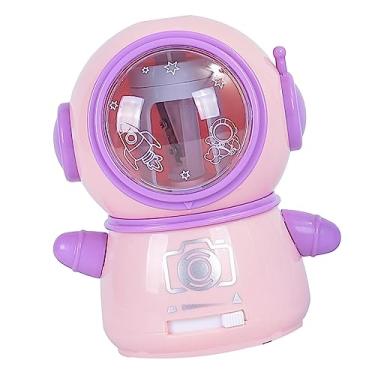 Imagem de Apontador de Lápis Elétrico Spaceman Dos Desenhos Animados Bonito Seguro Flexível para Sala de Aula Casa Portátil Apontadores de Lápis (Róseo)