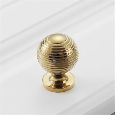 Imagem de Puxador de porta de armário de guarda-roupa moderno de luxo simples com furo único de cobre puro dourado, puxador de gaveta de latão americano, 5345Ouro brilhante, L