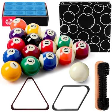 Imagem de PullCrease Kit de 31 peças de acessórios de bilhar bolas de mesa de bilhar com triângulo e suporte de bola de diamante, conjunto de pincéis para mesa de sinuca (claret)