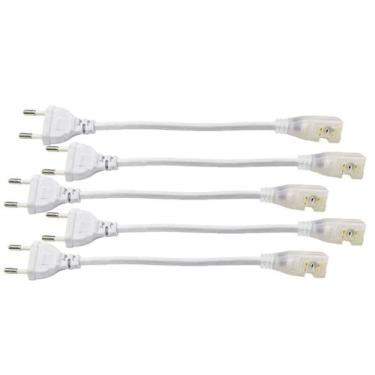Imagem de Conector Plug Rabicho para Fita de LED 8mm Kit 5 Unidades Tomada Fonte