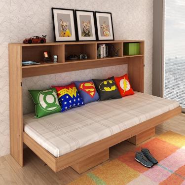 Imagem de Cama Articulada Horizontal Solteiro com Nichos CM8020 Amêndoa Tecnomobili