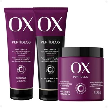 Imagem de Kit OX Peptídeos Cabelos Crespos, Cacheados e Ondulados: Shampoo 240ml, Condicionador 240ml e Máscara de Tratamento 500g