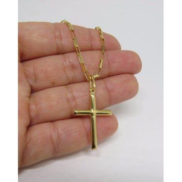 Imagem de Cordão Corrente Masculina Ouro 70cm 7g Pingente Cruz Crucifixo Ouro 18