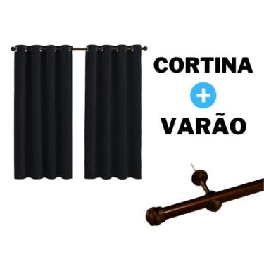 Imagem de Cortina 2 Metros Com Varão Incluso Tecido Oxford Sala Quarto - Casa Ar