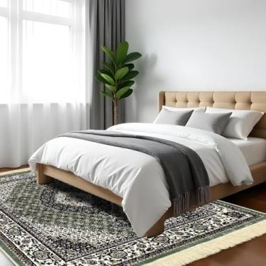 Imagem de 1 Tapete Quarto Belga Beira de Cama Es Cl 140 x 200 Vr (D4Cla Verde Branco Vermelho Classico Medalhão Floral)