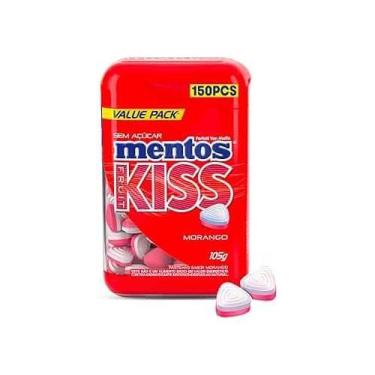 Imagem de Pastilhas Mentos sem açúcar pote com 150 un Kiss Morango