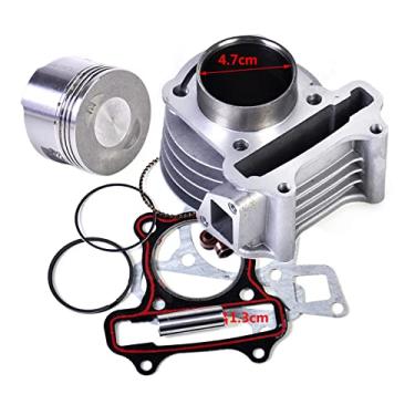 Imagem de Conjunto de juntas de anéis de pistão 47 mm kit de furo grande cilindro anéis de pistão substituição para GY6 50cc a 80cc 4 tempos scooter ciclomotor ATV com motor 139QMB 139QMA