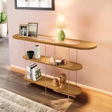 Imagem de Aparador Decorativo Sala de Estar Walker Pés em Aço Tampo Vidro Cinamomo G26 - Gran Belo