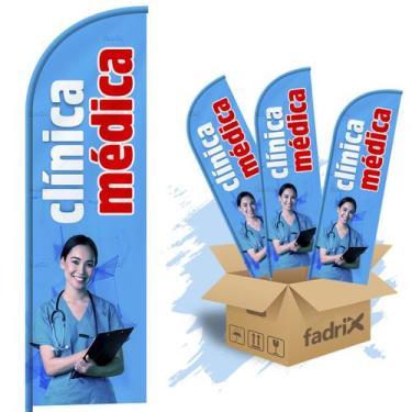 Imagem de Wind Banner Dupla Face 3mt Clínica Médica - Kit C/ 3unds - Fadrix
