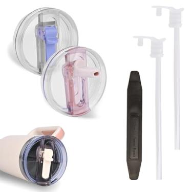 Imagem de Pacote com 2 tampas ProTour removíveis para copo Stanley de 1,134 g, com tampas Stanley à prova de vazamento, tampa de canudo flip para Stanley, tampas de copo sem derramamento, acessórios de copo