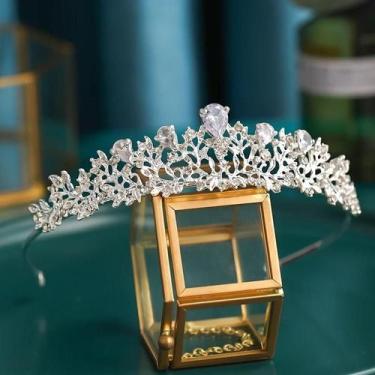 Imagem de Coroa noiva zirconia enfeite cabelo grinalda debutante dama - GENCHIN