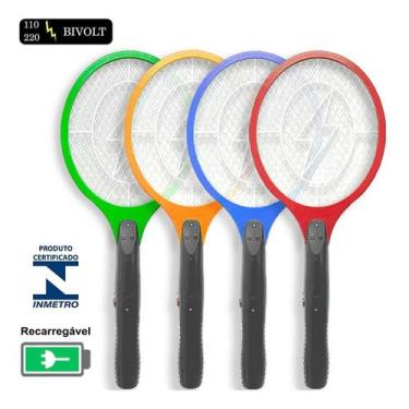 Imagem de Raquete Elétrica Mata Insetos Recarregável Eficiente Bivolt - Altomex