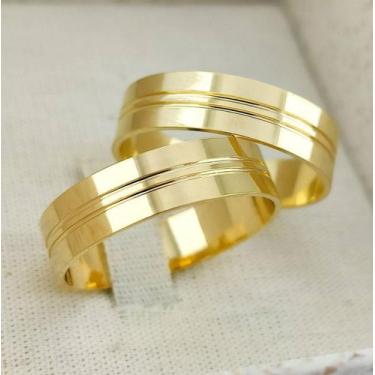 Imagem de Par de Alianças Erika em Ouro 18k 5mm 8 gramas Casamento Noivado - she