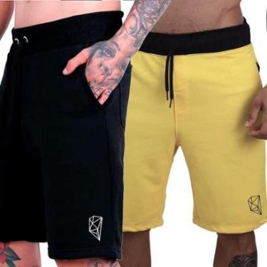 Imagem de Kit 2 Bermuda Plus Size Moletom Shorts Masculino Tamanho Especial Confortável Treino Academia-Masculino