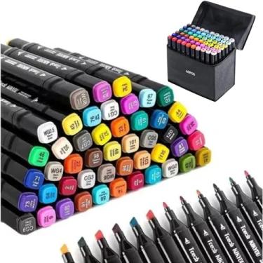 Imagem de Kit 60 Canetinhas Coloridas Marcador Permanente Ponta Dupla 0,1 e 6,0mm Codificadas Por Cor Secagem Rápida Criança Estudante Artista Profissional Designer