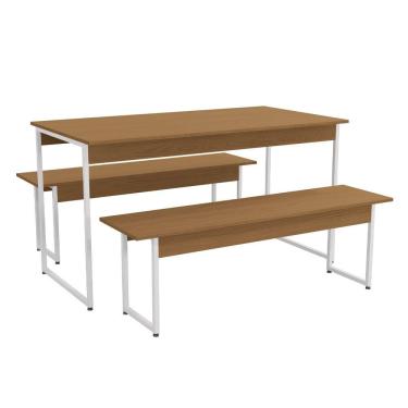 Imagem de Mesa com 2 Bancos Estilo Industrial LI013 Canela Branco KPB