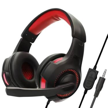 Imagem de Headset Gamer Compativel PC, 3.5mm, com Microfone, Controle de Volume, Design Ergonômico, Fone de Ouvido (Vermelho)