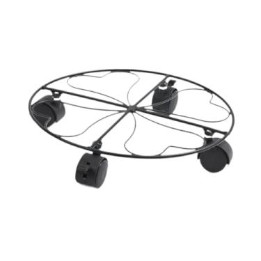 Imagem de Baoblaze Carrinho de plantador de caddy de pote de panela do coração com rodízios com vaso de flores mover rolando suporte com rodas trancáveis ​​para