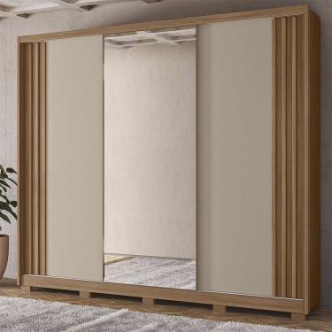 Imagem de Guarda Roupa Roupeiro Arizona 3 Portas 6 Gavetas com Espelho Carvalho Fendy Moval