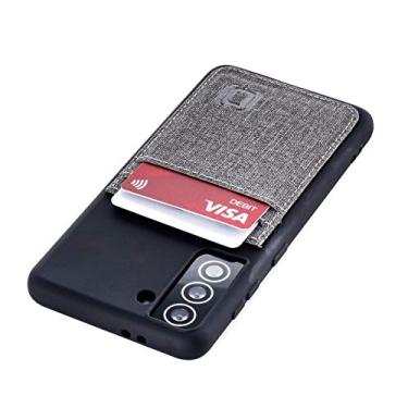 Imagem de Dockem Capa carteira para Galaxy S21 Plus: placa de metal oculta para montagem magnética com couro sintético estilo lona, 2 compartimentos para cartão: Luxe M2T, 17 cm [preto/cinza]