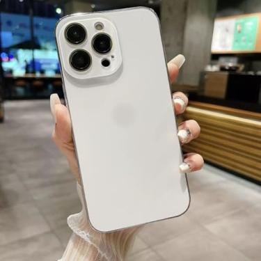 Imagem de Capa Premium de Vidro Fosco Cromado para iPhone, Compatível com Modelos 11 até 16 Pro Max com tenologia MagNetica (Branca, 13)