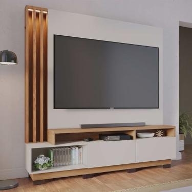 Imagem de Estante Home Sala de Estar 180cm Filipina Led Off White/Freijó G73 - Gran Belo