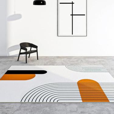 Imagem de Tapete listrado para quarto, sala de estar, sofá laranja claro, mesa de centro, escritório, varanda branca, tapete antiderrapante, D, 180 x 280 cm