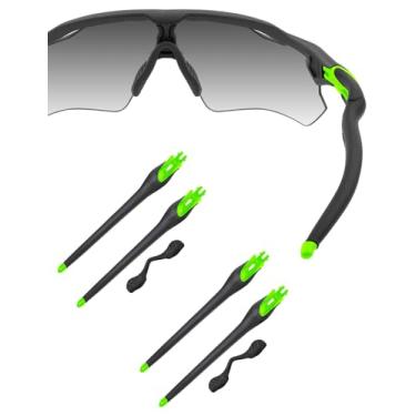 Imagem de HILEEN Óculos de sol de substituição de hastes verdes brilhantes para óculos de sol Oakley Radar EV Path Pitch Advancer - preto + preto