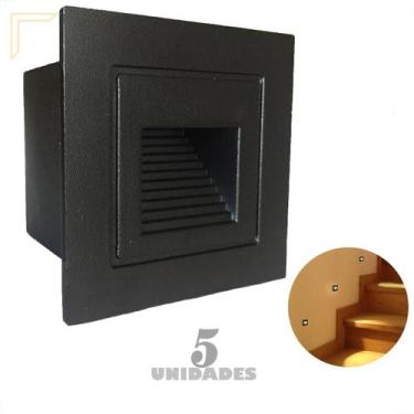 Imagem de Kit 5 Balizador Externo Embutir Parede Preto Mini Escada - Acende A Lu