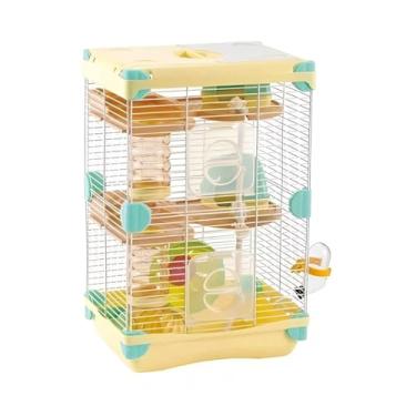 Imagem de FINYQBET Gaiola Hamster de 3 Camadas - Gaiola Espaçosa e Fácil de Limpar, Ideal para Hamsters e Pequenos Roedores, Portátil e de Montagem Simples, Para Amantes de Animais (Amarelo)