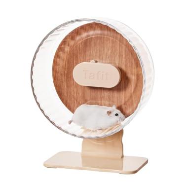 Imagem de Tafit Roda silenciosa para hamster de 21 cm, rolamentos duplos, silenciosa, para corrida, encosto de madeira, altura ajustável para hamsters anões, gerbos, ratos, ouriços, lemmings, marrom quente