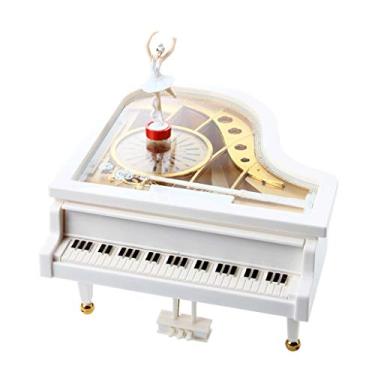 Imagem de WYUYIWH Caixa de música branca triangular Jukebox Grand Piano White Ballerina Music Box