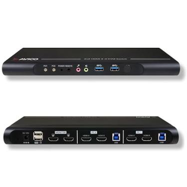 Imagem de Avico Switch Kvm De Monitor Duplo Para 2 Computadores E Monitores - Hdmi 2.0 Usb 3.0 Emulação Edid 4K A 60 Hz, 1440P 144 1080P 240 Hz Compatível Com Laptops, Desktops, Windows, Mac Os M1/M2/M3, Linu