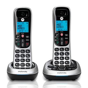 Imagem de Motorola Telefone sem fio CD4012 DECT 6.0 com atendedor e bloco de chamadas, prata/preto, 2 aparelhos