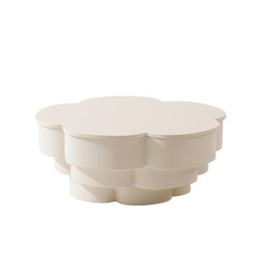 Imagem de Mesa de Centro Escandinavo moderno simples nuvens tatami mesa pequena casa sala de estar criativa mesa lateral creme em forma de vento mesa curta Mesa de Chá(Branco,Grande)