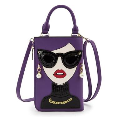 Imagem de ENJOININ Bolsas de ombro femininas inovadoras com alça superior de couro sintético descolado, bolsa clutch para mulheres, Roxo escuro