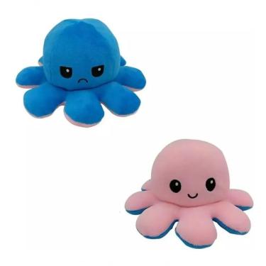 Imagem de Polvo Polvinho Tiktok Humor Bravo Feliz Reversível Pelúcia