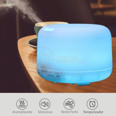 Imagem de Aromatizador Umidificador Difusor Eletrônico Ambiente Desing Minimalista Luz De Led Rgb 300Ml