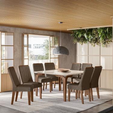 Imagem de Conjunto Sala De Jantar 1,36 Com 8 Cadeiras Amêndoa 04A