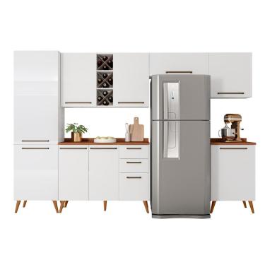 Imagem de Armário De Cozinha Completa Com Adega 9 Portas 4 Gavetas Favorita Branco / Natura Branco Nature