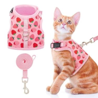 Imagem de BINGPET Peitoral para gatos com coleira à prova de fuga – Arnês de malha elegante para passear com cães e gatos, ajustável para gatinhos, filhotes e animais pequenos