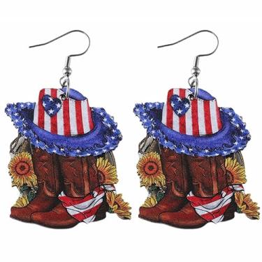 Imagem de Brincos femininos de chapéu de cowboy rosa com pingente de madeira dupla face, acessórios de joias para cosplay, fantasia de Halloween, decorações de festa de Halloween, 1, Madeira, Sem pedra preciosa